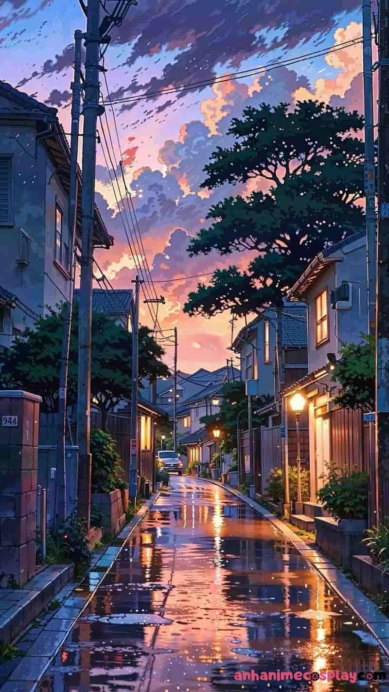 ảnh phong cảnh anime mưa